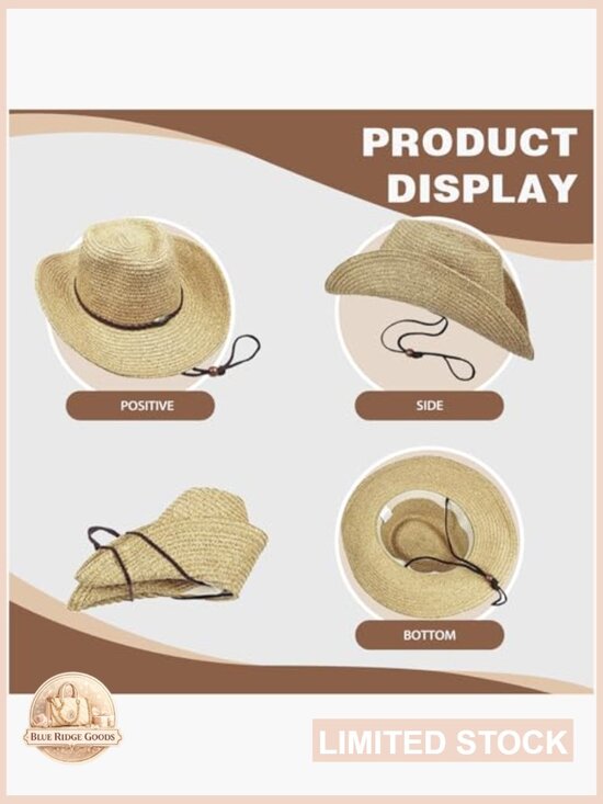 Woven Straw Cowboy Hat with Shapeable Wide Brim for Beach or Festival main image 5